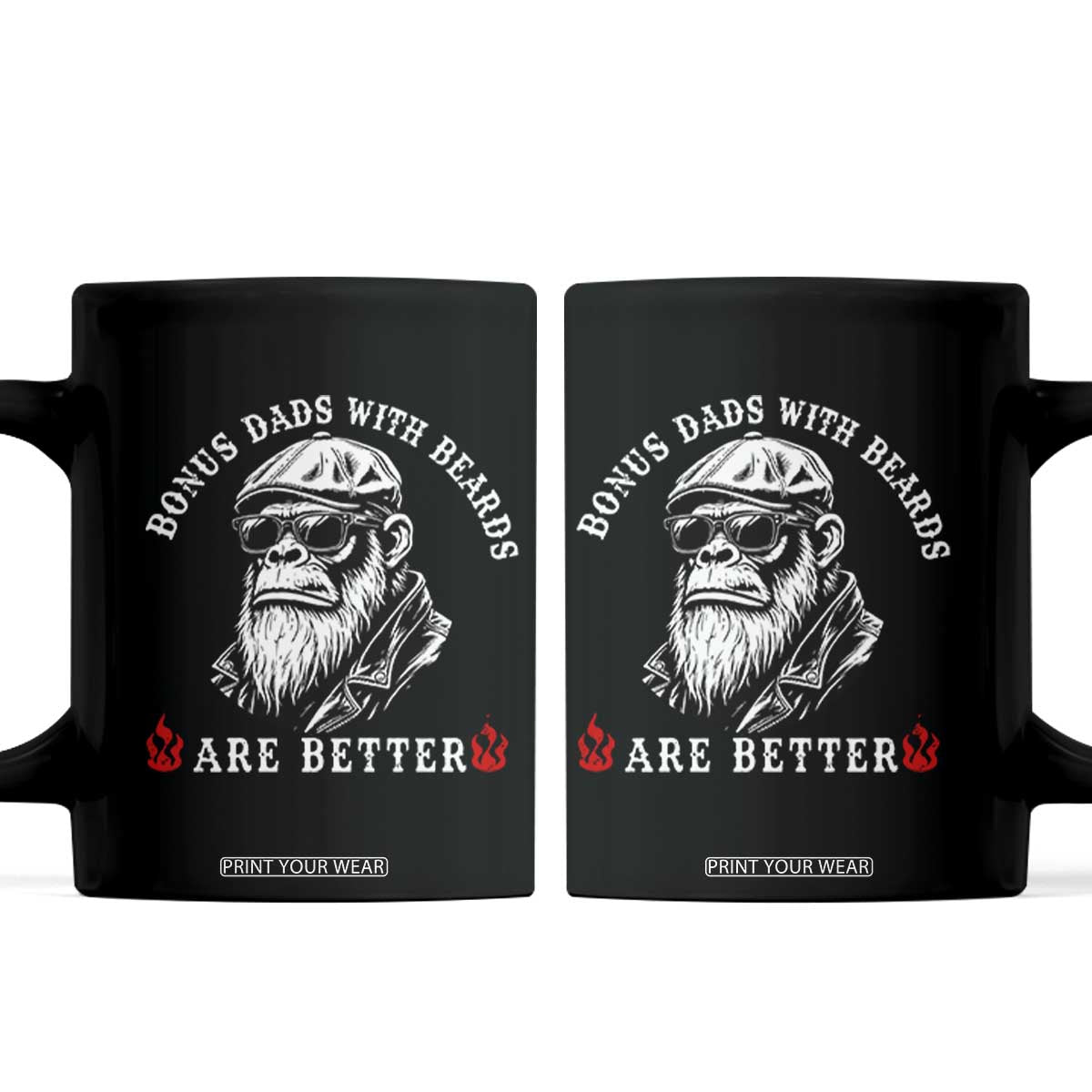 Bonus Dad Gifts Coffee Mug Retro Bigfoot Stepdad With Beards Are Better TS10 Black Print Your Wear