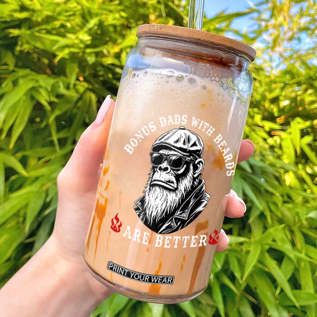 Bonus Dad Gifts Glass Can Retro Bigfoot Stepdad With Beards Are Better TS10 Black Print Your Wear