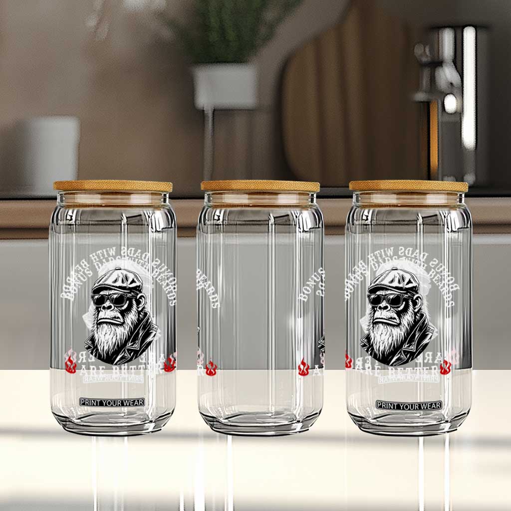 Bonus Dad Gifts Glass Can Retro Bigfoot Stepdad With Beards Are Better TS10 Print Your Wear