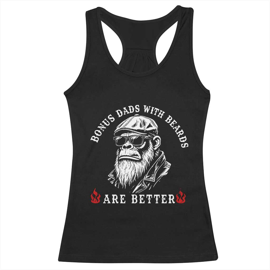 Bonus Dad Gifts Racerback Tank Top Retro Bigfoot Stepdad With Beards Are Better TS10 Black Print Your Wear