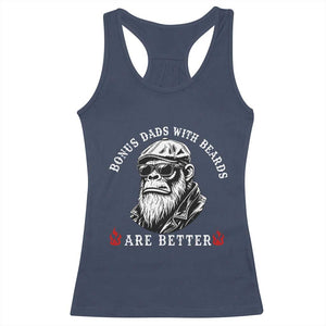 Bonus Dad Gifts Racerback Tank Top Retro Bigfoot Stepdad With Beards Are Better TS10 Navy Print Your Wear