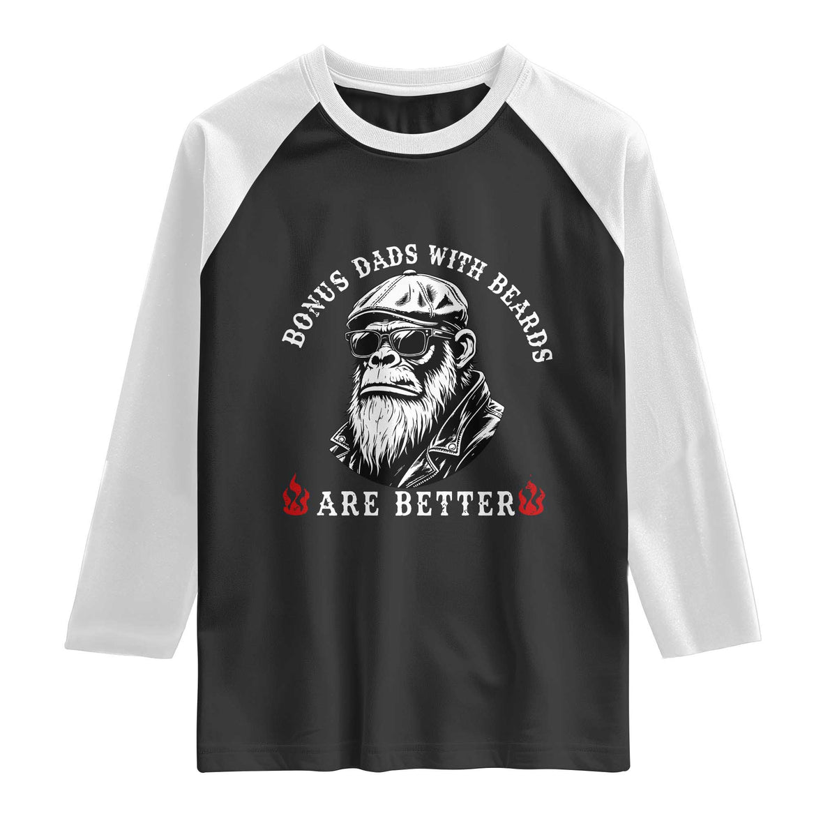 Bonus Dad Gifts Raglan Shirt Retro Bigfoot Stepdad With Beards Are Better TS10 Black White Print Your Wear