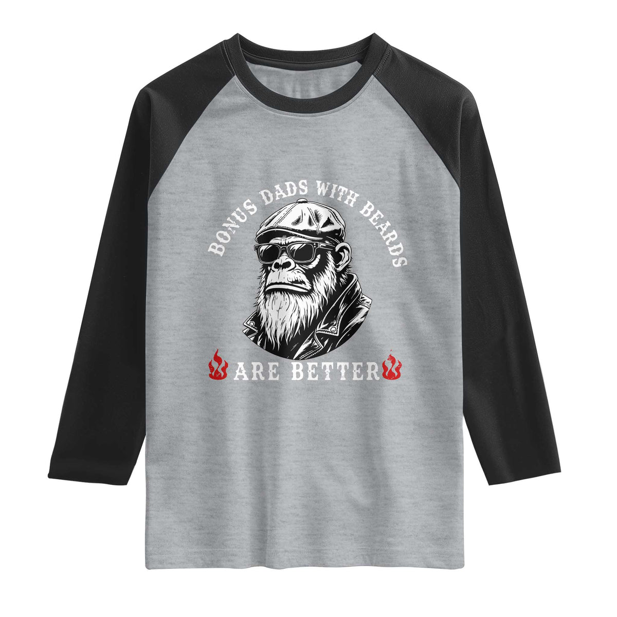 Bonus Dad Gifts Raglan Shirt Retro Bigfoot Stepdad With Beards Are Better TS10 Heather Gray Black Print Your Wear