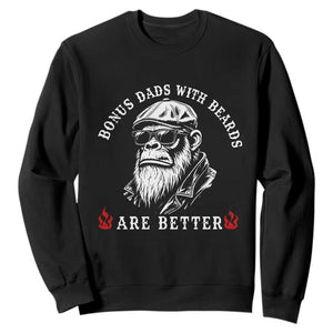 Bonus Dad Gifts Sweatshirt Retro Bigfoot Stepdad With Beards Are Better TS10 Black Print Your Wear
