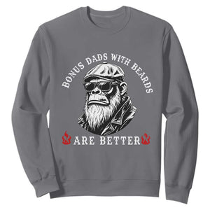 Bonus Dad Gifts Sweatshirt Retro Bigfoot Stepdad With Beards Are Better TS10 Charcoal Print Your Wear