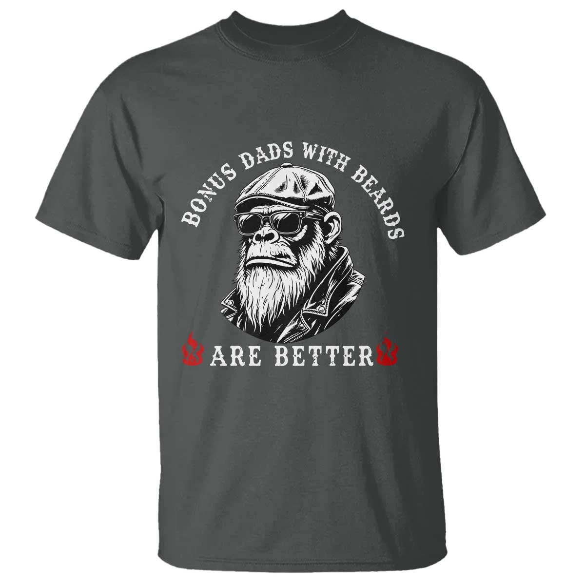 Bonus Dad Gifts T Shirt Retro Bigfoot Stepdad With Beards Are Better TS10 Dark Heather Print Your Wear
