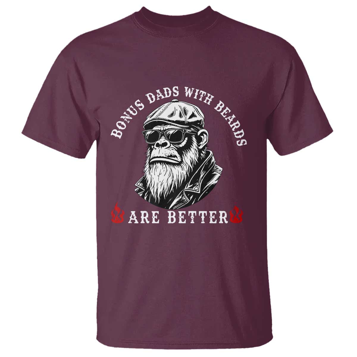 Bonus Dad Gifts T Shirt Retro Bigfoot Stepdad With Beards Are Better TS10 Maroon Print Your Wear