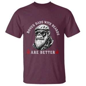 Bonus Dad Gifts T Shirt Retro Bigfoot Stepdad With Beards Are Better TS10 Maroon Print Your Wear