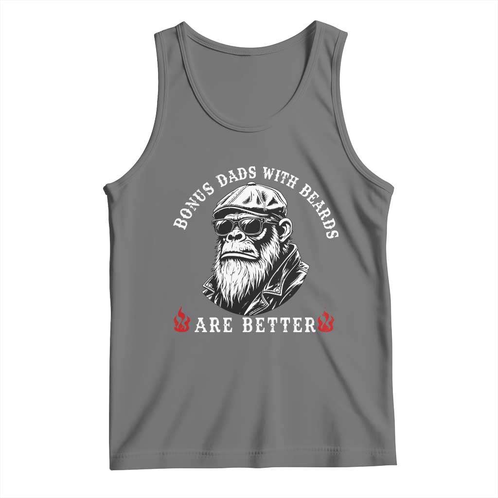Bonus Dad Gifts Tank Top Retro Bigfoot Stepdad With Beards Are Better TS10 Black Heather Print Your Wear