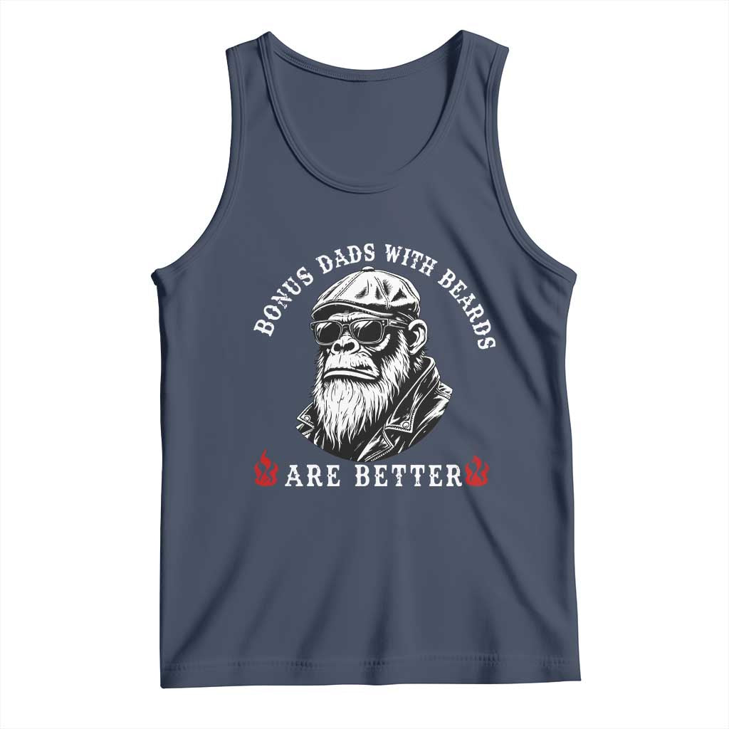Bonus Dad Gifts Tank Top Retro Bigfoot Stepdad With Beards Are Better TS10 Navy Print Your Wear