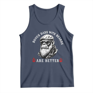 Bonus Dad Gifts Tank Top Retro Bigfoot Stepdad With Beards Are Better TS10 Navy Print Your Wear