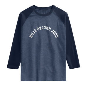 Cool Uncles Club Raglan Shirt Gifts For Uncle Retro Upside Down Text TS10 Heather Denim Navy Print Your Wear