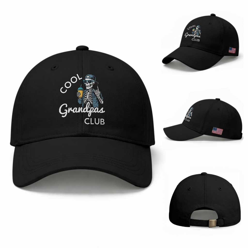 Cool Grandpas Club Baseball Cap Fathers Day Best Grandpa Skeleton TS10 Baseball Cap Universal Fit Black Print Your Wear