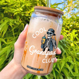 Cool Grandpas Club Glass Can Fathers Day Best Grandpa Skeleton TS10 Black Print Your Wear