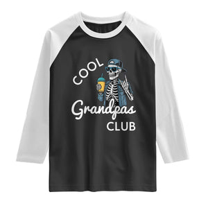 Cool Grandpas Club Raglan Shirt Fathers Day Best Grandpa Skeleton TS10 Black White Print Your Wear