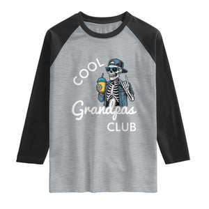 Cool Grandpas Club Raglan Shirt Fathers Day Best Grandpa Skeleton TS10 Heather Gray Black Print Your Wear