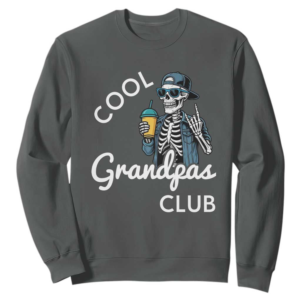 Cool Grandpas Club Sweatshirt Fathers Day Best Grandpa Skeleton TS10 Dark Heather Print Your Wear
