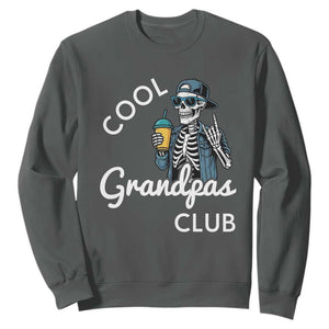 Cool Grandpas Club Sweatshirt Fathers Day Best Grandpa Skeleton TS10 Dark Heather Print Your Wear