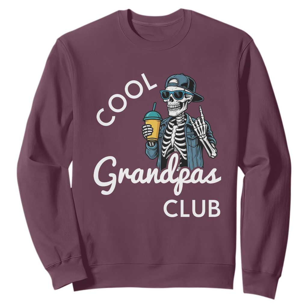 Cool Grandpas Club Sweatshirt Fathers Day Best Grandpa Skeleton TS10 Maroon Print Your Wear