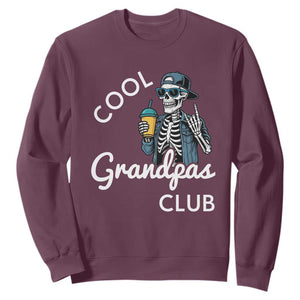 Cool Grandpas Club Sweatshirt Fathers Day Best Grandpa Skeleton TS10 Maroon Print Your Wear