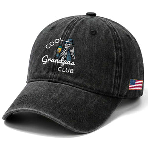 Cool Grandpas Club Washed Cotton Baseball Cap Fathers Day Best Grandpa Skeleton TS10 Print Your Wear