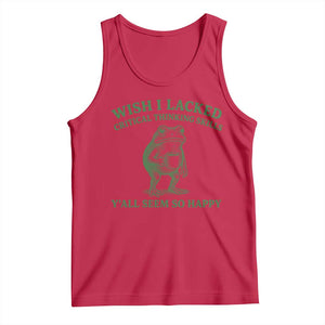 Sarcastic Overthinking Frog Coffee Meme Tank Top Wish I Lacked Critical Thinking Skills Y'all Seem So Happy TS10 Red Print Your Wear