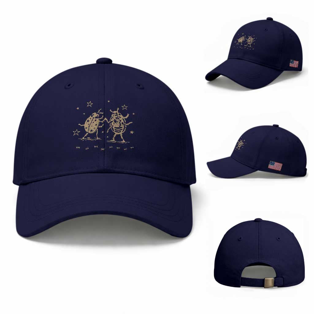 Dancing Lady Bugs Happy Little Insects Nature Lovers Baseball Cap TS10 Baseball Cap Universal Fit Dark Blue Print Your Wear