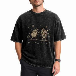 Dancing Lady Bugs Happy Little Insects Nature Lovers Washed Cotton T-Shirt