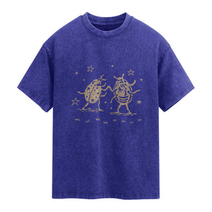 Dancing Lady Bugs Happy Little Insects Nature Lovers Washed Cotton T-Shirt