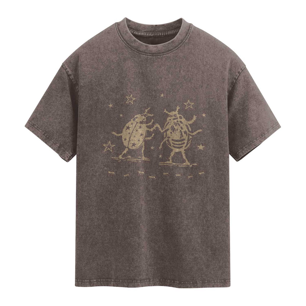 Dancing Lady Bugs Happy Little Insects Nature Lovers Washed Cotton T-Shirt