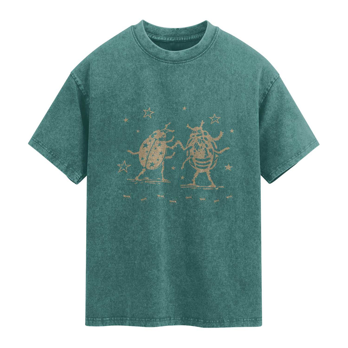Dancing Lady Bugs Happy Little Insects Nature Lovers Washed Cotton T-Shirt