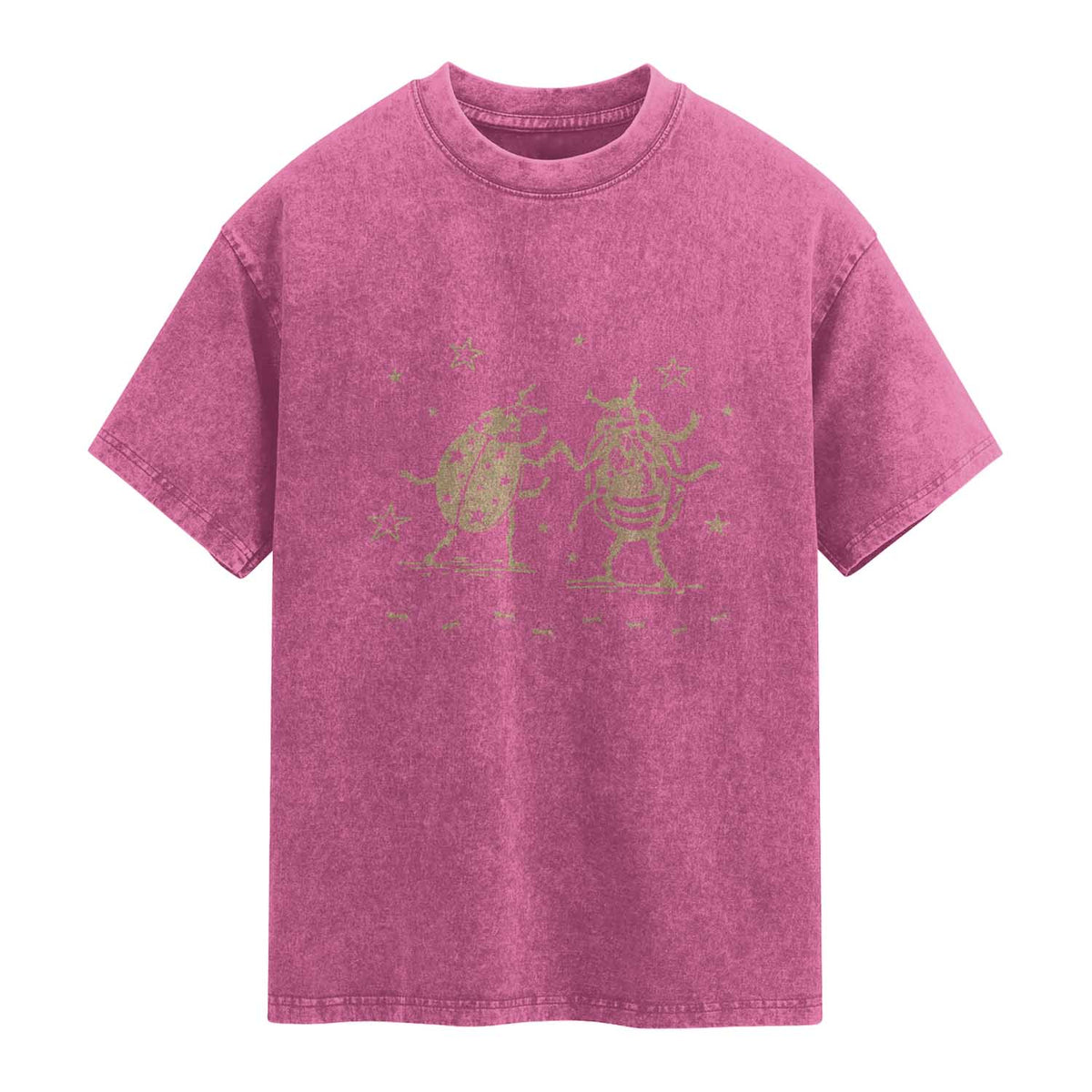 Dancing Lady Bugs Happy Little Insects Nature Lovers Washed Cotton T-Shirt