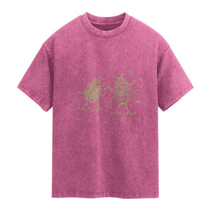 Dancing Lady Bugs Happy Little Insects Nature Lovers Washed Cotton T-Shirt