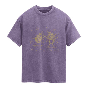 Dancing Lady Bugs Happy Little Insects Nature Lovers Washed Cotton T-Shirt