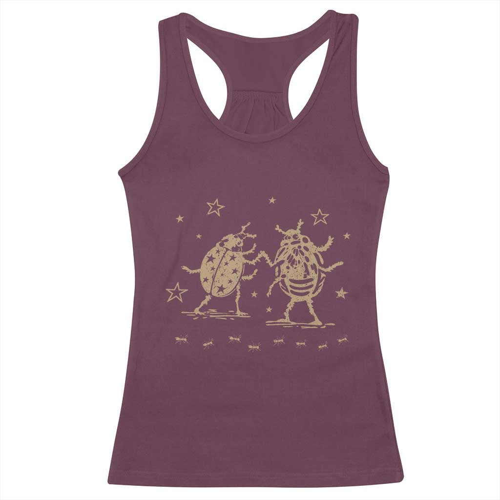 Dancing Lady Bugs Happy Little Insects Nature Lovers Racerback Tank Top TS10 Maroon Print Your Wear