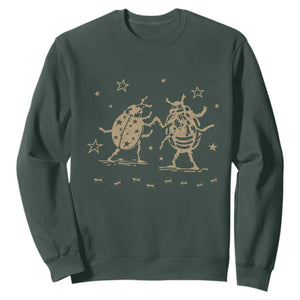 Dancing Lady Bugs Happy Little Insects Nature Lovers Sweatshirt TS10 Dark Forest Green Print Your Wear
