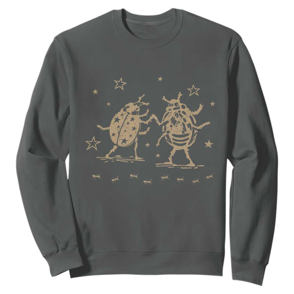Dancing Lady Bugs Happy Little Insects Nature Lovers Sweatshirt TS10 Dark Heather Print Your Wear