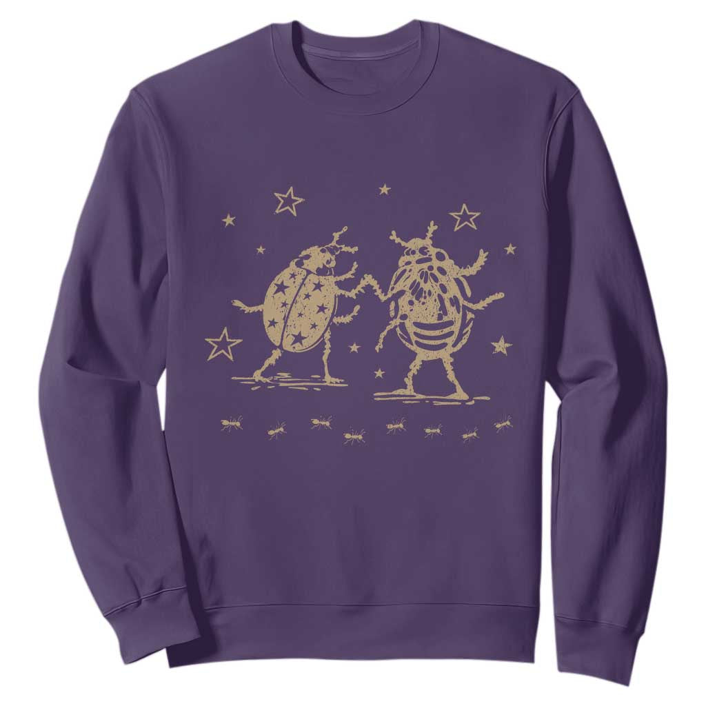 Dancing Lady Bugs Happy Little Insects Nature Lovers Sweatshirt TS10 Purple Print Your Wear