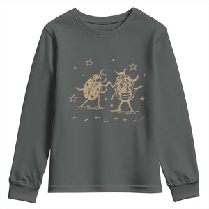 Dancing Lady Bugs Happy Little Insects Nature Lovers Youth Sweatshirt TS10 Dark Heather Print Your Wear