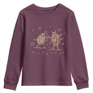 Dancing Lady Bugs Happy Little Insects Nature Lovers Youth Sweatshirt TS10 Maroon Print Your Wear