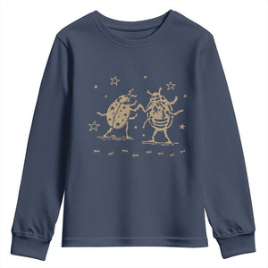 Dancing Lady Bugs Happy Little Insects Nature Lovers Youth Sweatshirt TS10 Navy Print Your Wear