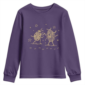 Dancing Lady Bugs Happy Little Insects Nature Lovers Youth Sweatshirt TS10 Purple Print Your Wear