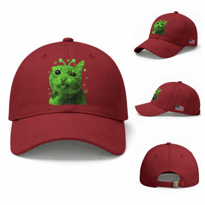 Funny Alien Cat Meme Retro Y2K Vintage Space Kitty Baseball Cap TS10 Baseball Cap Universal Fit Cherry Red Print Your Wear