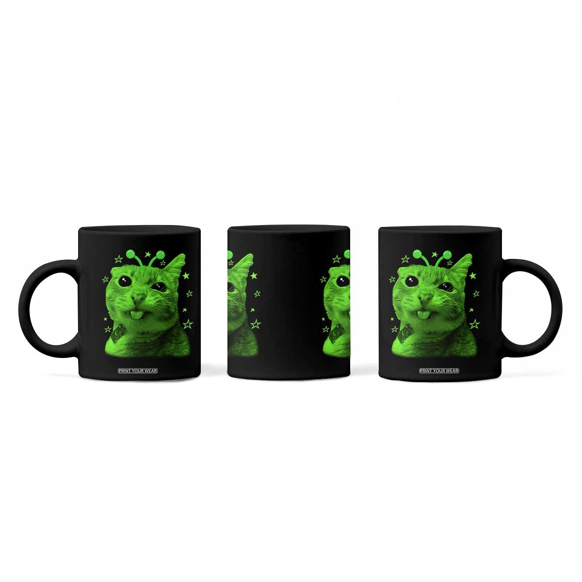 Funny Alien Cat Meme Retro Y2K Vintage Space Kitty Coffee Mug TS10 Print Your Wear