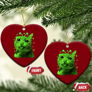 Funny Alien Cat Meme Retro Y2K Vintage Space Kitty Ceramic Ornament TS10 Print Your Wear