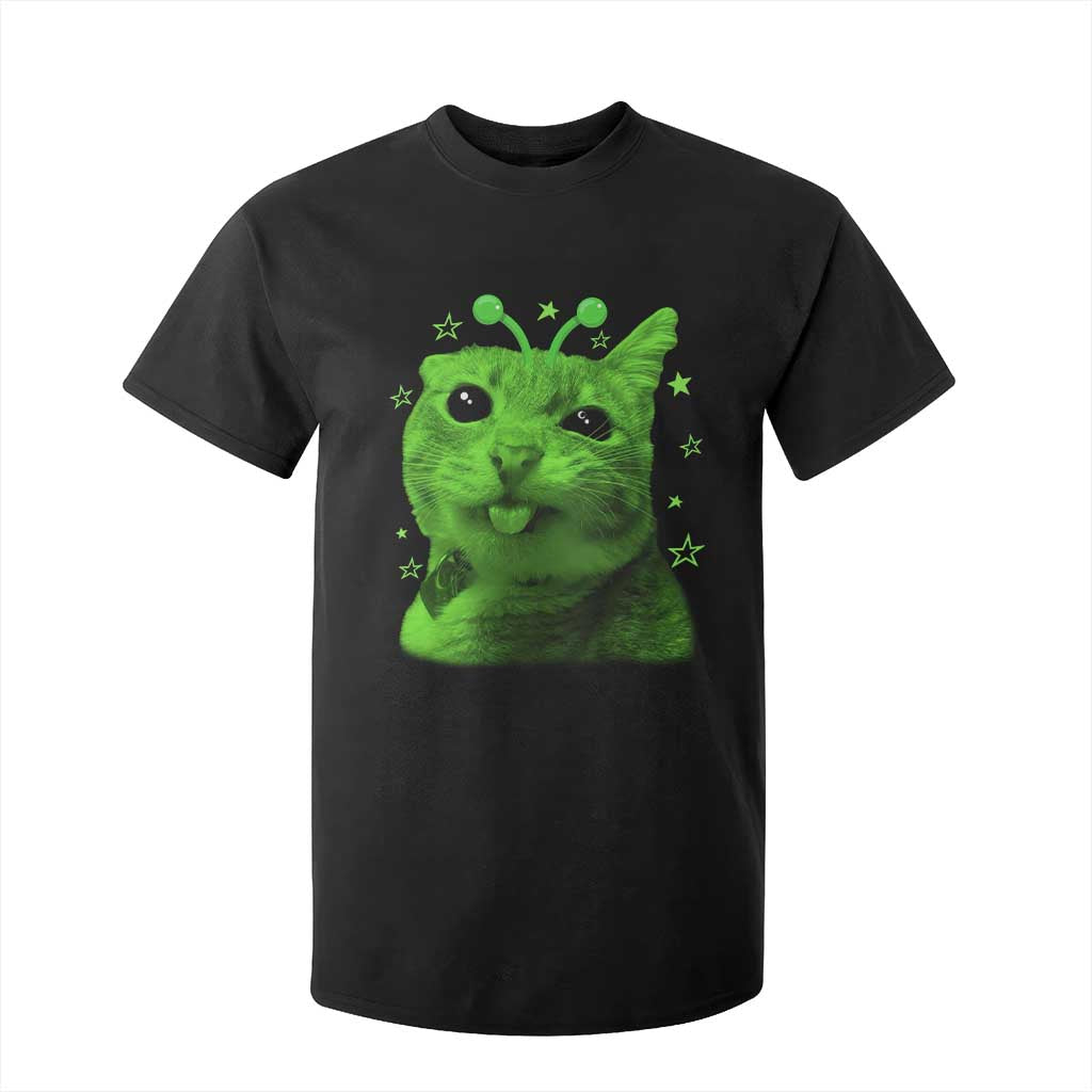 Funny Alien Cat Meme Retro Y2K Vintage Space Kitty T Shirt For Kid TS10 Black Print Your Wear
