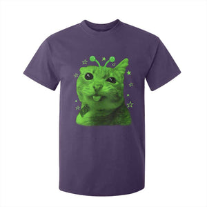 Funny Alien Cat Meme Retro Y2K Vintage Space Kitty T Shirt For Kid TS10 Purple Print Your Wear