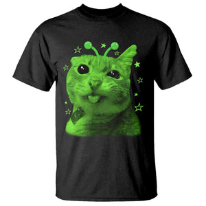 Funny Alien Cat Meme Retro Y2K Vintage Space Kitty T Shirt TS10 Black Print Your Wear