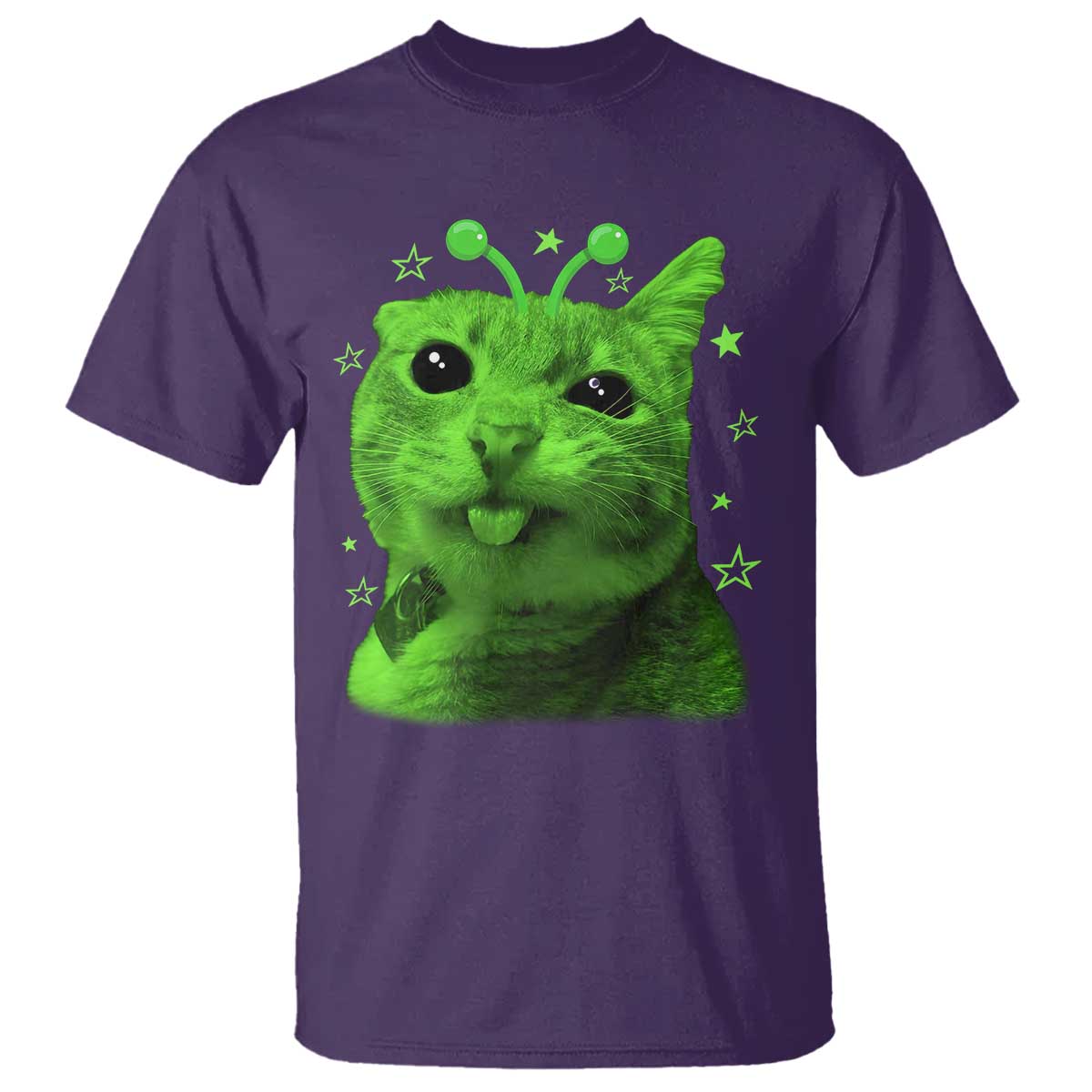 Funny Alien Cat Meme Retro Y2K Vintage Space Kitty T Shirt TS10 Purple Print Your Wear