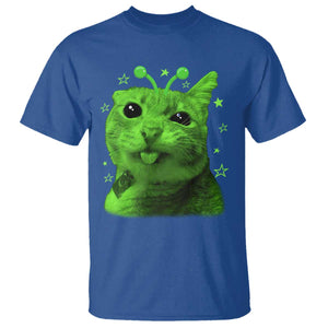 Funny Alien Cat Meme Retro Y2K Vintage Space Kitty T Shirt TS10 Royal Blue Print Your Wear
